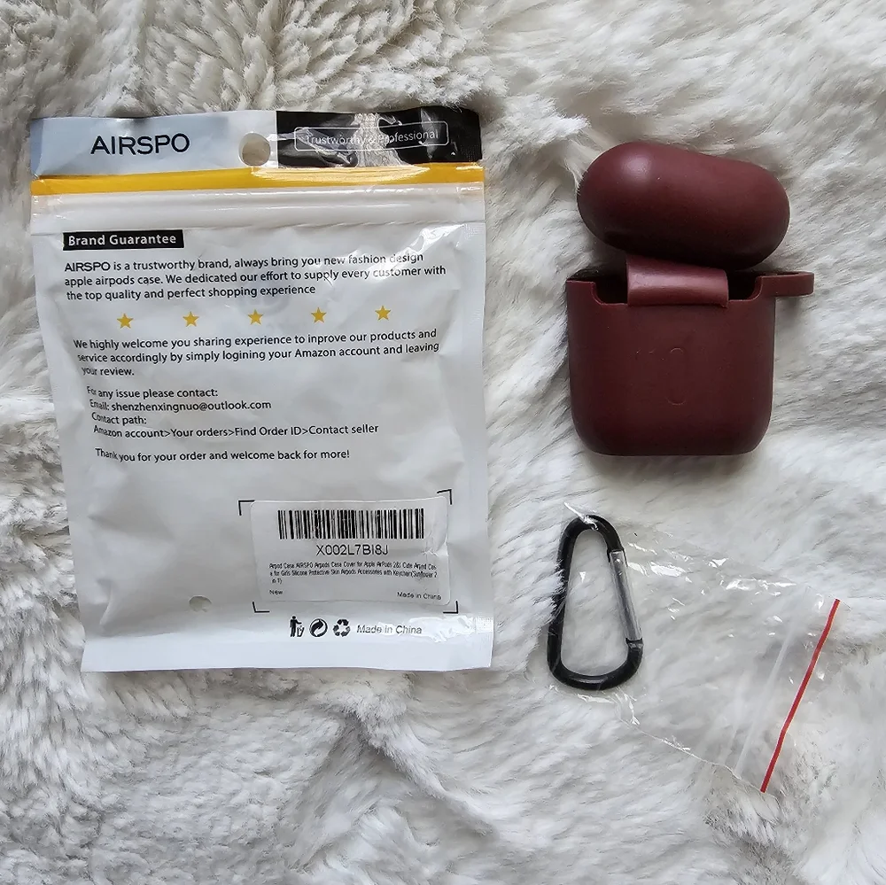 Airspo Apple Airpods Gen 1/2 Silicone Case. Burgundy/Red Color